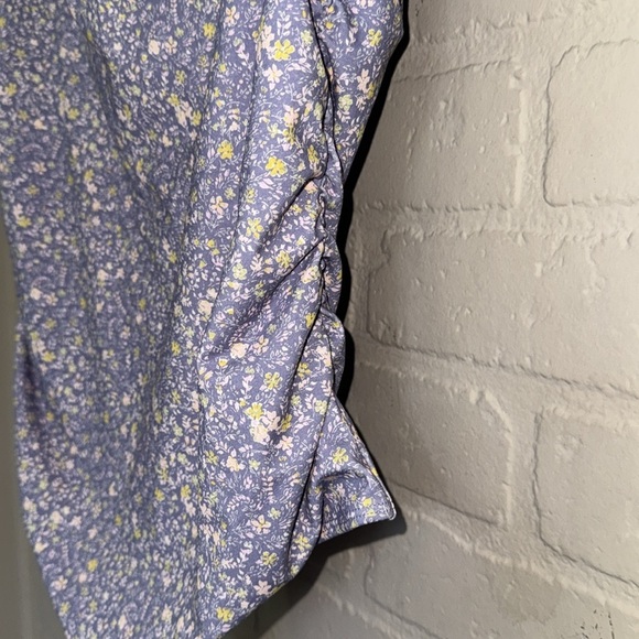 Free People bodysuit puff ruched shirt sleeve Bella chambray combo floral xL NeW - Picture 4 of 9